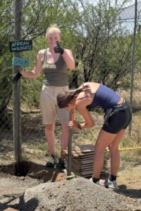 Volunteers building enclosures in South African Wildlife Sanctuary