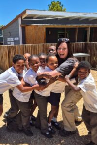 Volunteer teaching conservation at a local school in South Africa